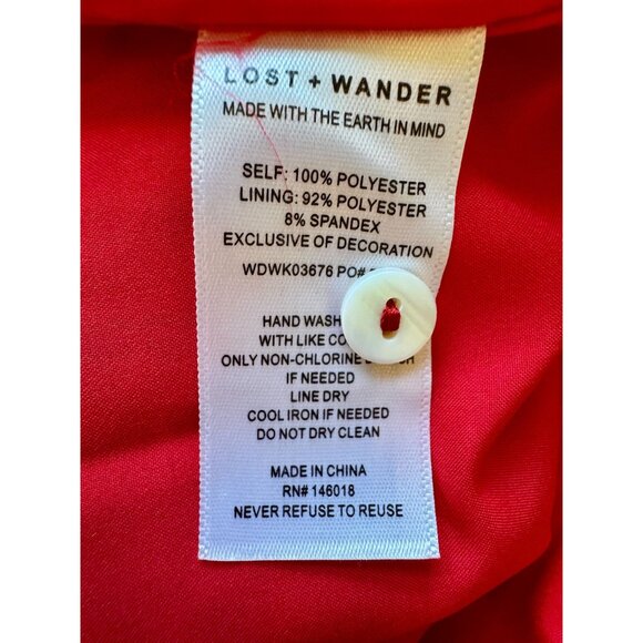 Lost & Wander Red Floral Long Sleeve Midi Dress Size L - Picture 4 of 5